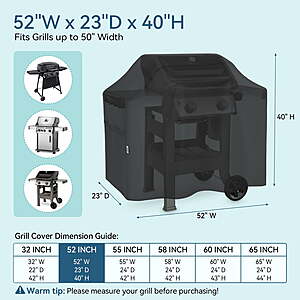 16-$19.80 FS Walmart+ Seller:GAS GRILL COVERS for 32",52",55",60" and 65" inch Grills