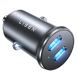 LISEN 95W 2-Port USB-C & USB-A Fast Charging Car Charger Adapter $6.99 + Free Shipping w/ Prime or on $35