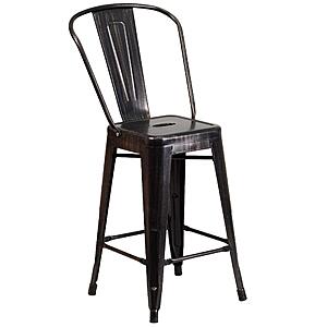 Flash Furniture 24 in Metal Counter Stool,Black-Antique Gold $53.02