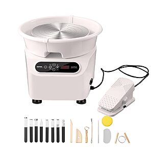 350-Watt Vevor Adjustable Speed Pottery Wheel w/ Direct-Drive Motor & Foot Pedal (25cm Aluminum Wheel,LCD Touch Screen,White) $84.90 + Free Shipping