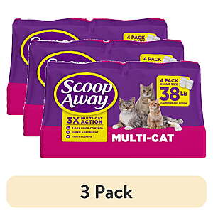 43.36,FS,3x 38lbs (114 total),(3 pack) Scoop Away Multi Cat Litter With Meadow Fresh Scent,38 lb.Box,Walmart