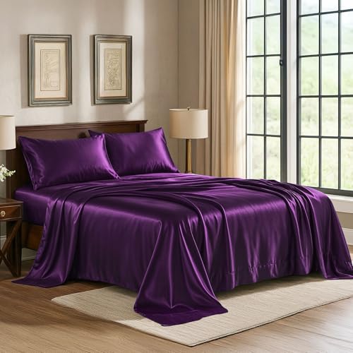 Satin Sheets Queen [4-Piece,P...heet,Flat Sheet,Pillow Cases