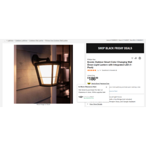 YMMV: Philips Hue Econic Outdoor Smart Color Changing Wall Down Light Lantern with Integrated LED $43