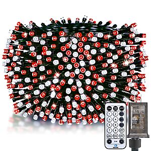 Prime] 50' 1000-LEDs Brightown Christmas Tree Outdoor Cluster Lights (Red ＆ Cool White) $13.99 + Free Shipping