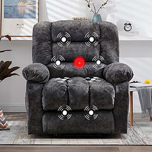 AC] $189.99:Ebello 36" Massage Recliner Chair with Heat and Vibration,Soft Fabric Manual Reclining Chair (4 Colors