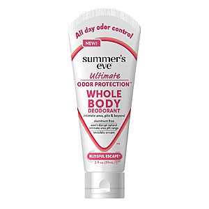 Summer's Eve Blissful Escape Whole Body Deodorant for Women,Aluminum-Free Ultimate Odor Control Cream,3 Oz $4.97