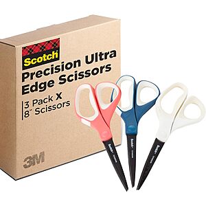 $8.37*: 3-Pack 8" Scotch Brand Precision Ultra Edge Scissors at Amazon