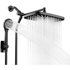 Prime] $28.49* | 10" Seacity Wide Rain Shower Head w/ 5 Modes Handheld Shower Head (Matte Black) at Amazon