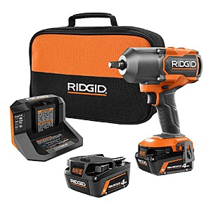 Ridgid 18V Brushless Cordless 4-Mode 1/2 in.High-Torque Impact Wrench Kit with (2) 4.0 Ah Lithium-Ion Batteries and Charger $249