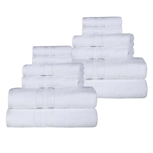 Superior Ultra-Soft Cotton Tow...by Border,12 Piece Set,White