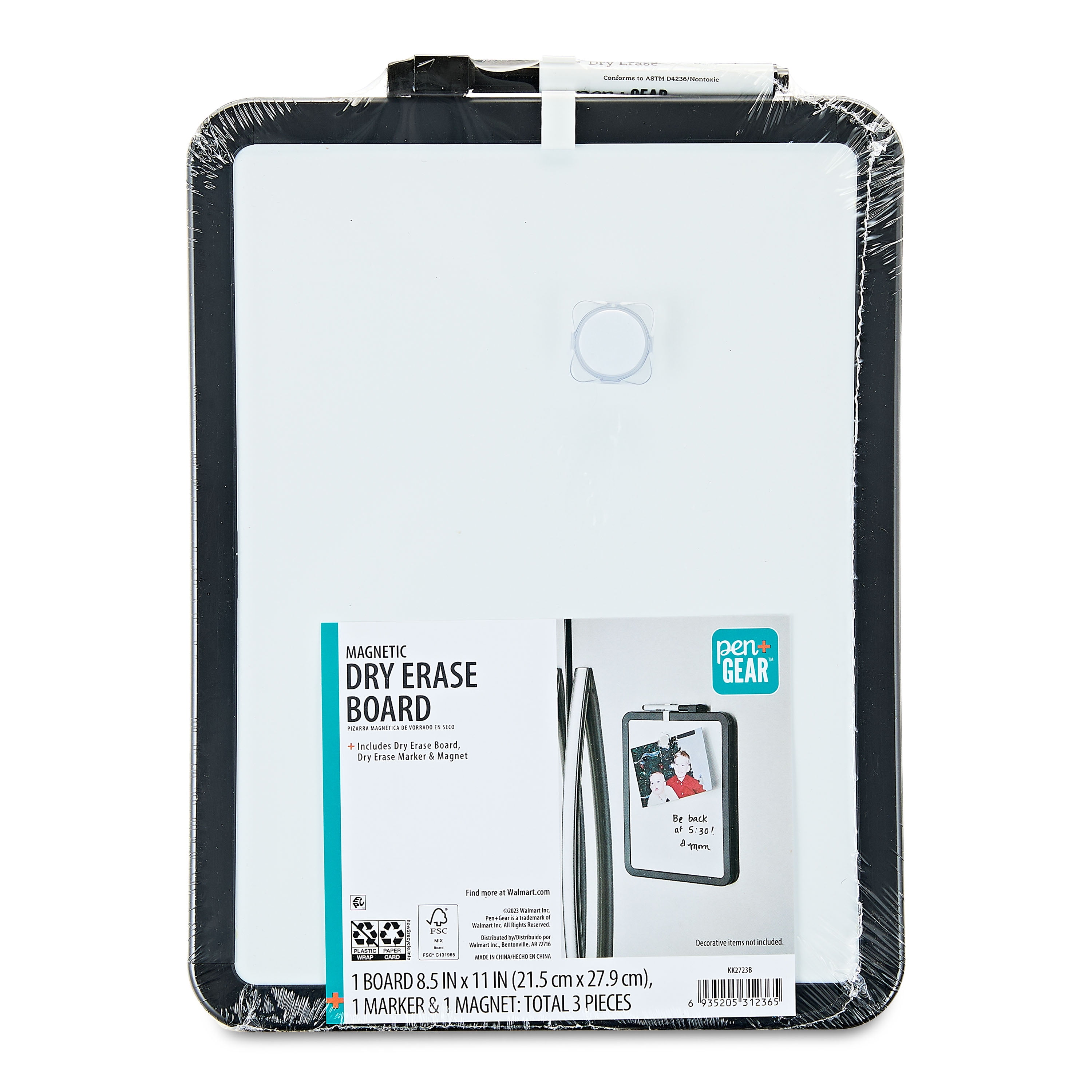 1.97 FS Walmart+ or Pick Up Pen+Gear Magnetic Dry Erase Whiteboard,8.5" x 11",Rich Black,for School & Office