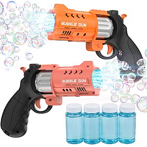 2-Pack EagleStone Revolver Bubble Guns for Kids w/ LED Light Up & 4 Bubble Solution Bottles $9.49 + Free Shipping w/ Prime or on $35