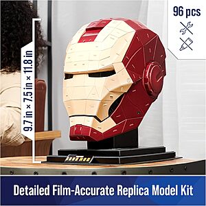 96-Piece 4D Build: Marvel Iron Man Helmet 3D Puzzle Model Kit $8.45