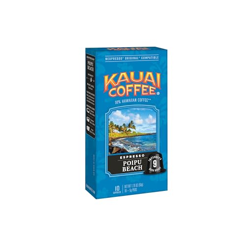 Kauai Coffee Espresso Pods - Poipu Beach,10 Espresso Pods