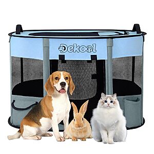 Dekool Foldable Dog Cat Playpen (Small Blue or Medium Green) from $17.15 + Free Shipping w/ Prime or on $35
