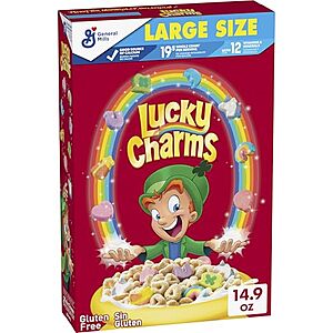 [S&S, AC] $1.45: 14.9-Oz Lucky Charms Gluten Free Cereal with Marshmallows at Amazon