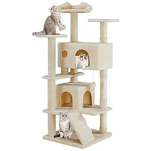 Aidoly Cat Tree 54 Inch,Multi-Level Cat Tower with Condo,Perches,Sisal Scratching Posts and Climbing Ladder,Pet Play Toy Balls House for Indoor Cats,for $38.99