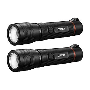 2-Pk Coast G60R 1000 Lumen Waterproof Rechargeable LED Flashlight $22.85