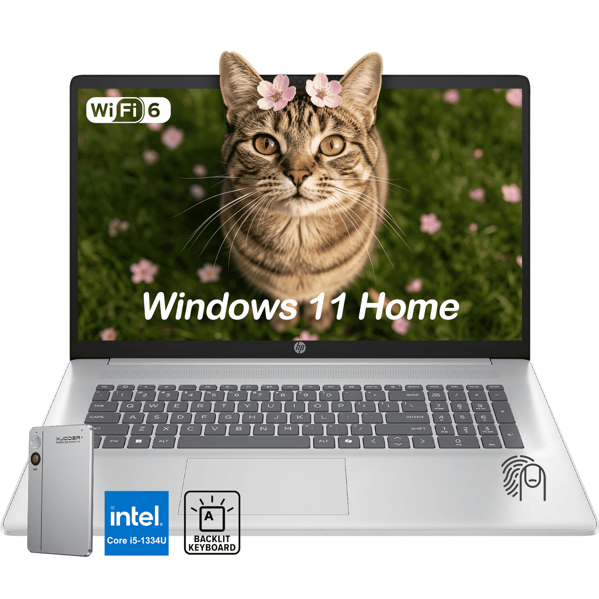 760 FS WALMART HP 17.3 Laptop for Business and Student,Intel Core i5-1334U,20GB RAM 512GB SSD,Backlit KB,Fingerprint,Windows 11 Home,w/Reclox AI Voice Recorder