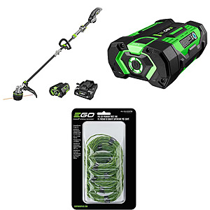 329:EGO POWER+ 56V 16 in POWERLOAD with LINE IQ String Trimmer with 4.0Ah ARC Lithium Battery and Charger,2.5Ah ARC Lithium Battery,and 0.095 in Pre Cut Premium Twist Trimmer