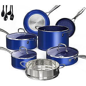 14-Piece DUXANO Healthy Pots and Pan Set w/ 9H Anti-scratch Coating,2-Layer Non-Stick Ceramic &PFAS Free (Klein Blue) $109.44 + Free Shipping