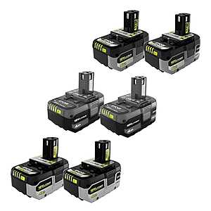 Ryobi ONE+ 18V HIGH PERFORMANCE Lithium-Ion (2) 4.0 Ah and (2) 6.0 Ah Batteries with (2) 4.0 Ah Lithium-Ion Batteries $199 at Home Depot