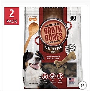 Nylabone Broth Bones Natural Edible Dog Chews,60-count,2-pack $35.99 Free Shipping Costco.com