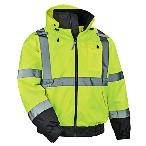 Ergodyne Unisex-Adult 3-in-1 H...Bomber Jacket,Lime,Large US