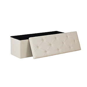 25.99:Gianna 43 Inch Folding Ottoman With Storage Bench Beige-Linen(15"D x 15"H x 43"W) at Walmart.com