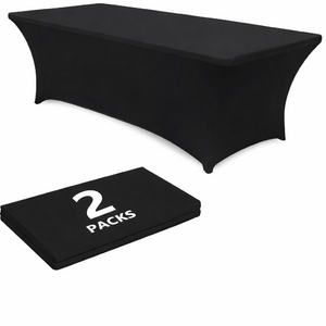 2 Pack 6 FT ABCCANOPY Black Spandex Table Cover Stretch Fitted Wrinkle Resistant Tablecloth $14.58 + Free Shipping w/ Prime or on $35