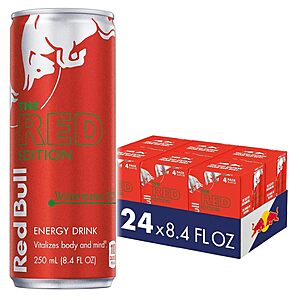 24-Pack 8.4-Ounce Red Bull Red Edition Energy Drink (Watermelon) $33.03 ($1.38 Ea) w/ S&S + Free Shipping w/ Prime or on $35