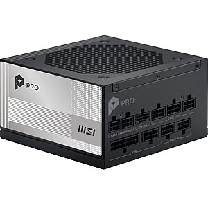 MSI PRO A850PL PCIE5,Fully Modular Gaming 850W Power Supply,80+ Platinum,Native 12V-2x6 Cables,Server-Grade Capacitor,ATX 3.1 & PCIe 5.1 Ready - $99.99 with FS