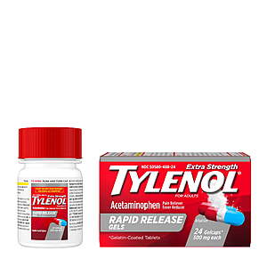3 WM CASH + Tylenol Extra Strength Pain Relief Rapid Release Gels 500mg Acetaminophen,24 Count $4.97