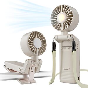 GROWNSY Portable Stroller Fan w/ Clip,Rechargeable Battery & Night Light (Beige) $9.10