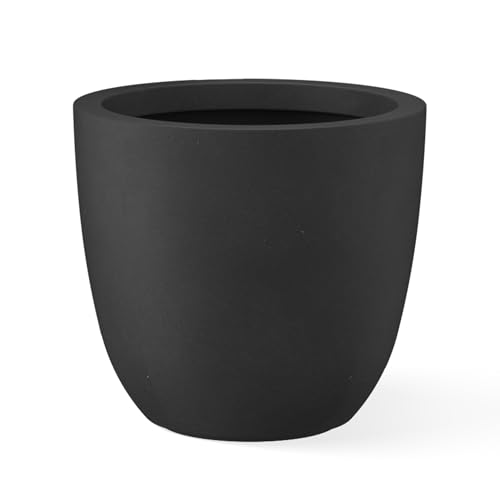 Kante Large Round Bowl Black C...crete Planter 18" Dia,Outdoor
