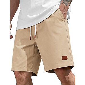 COOFANDY Mens Chino Shorts Cotton Drawstring Dress Shorts 9 Inch Inseam Relaxed Fit Stretch Casual Shorts Khaki $13.49