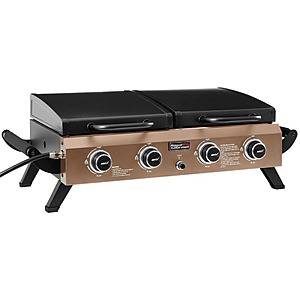 Royal Gourmet 4-Burner Portable Propane Gas Grill Griddle Combo with Hood,40,000 BTU,Bronze Gold $239.99