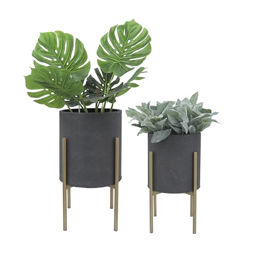Decorative Flower Pots with Me...et of 2,23",19",Gray & Gold