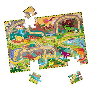 11.89:Melissa & Doug Dinosaur Adventure Tracks Cardboard Jigsaw Floor Puzzle and 2 Wind-Up Dinos at Amazon