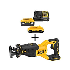 DEWALT 20-Volt MAX XR Cordless Brushless Reciprocating Saw with 20-Volt MAX XR Premium Lithium-Ion 6.0Ah and 4.0Ah Starter Kit $261 + Free Shipping