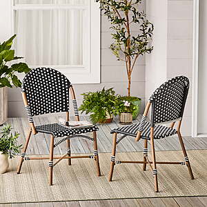 Better Homes & Gardens Lilah 2-Piece Outdoor Parisian Bistro Chairs,Black & White,$97,free shipping,Walmart