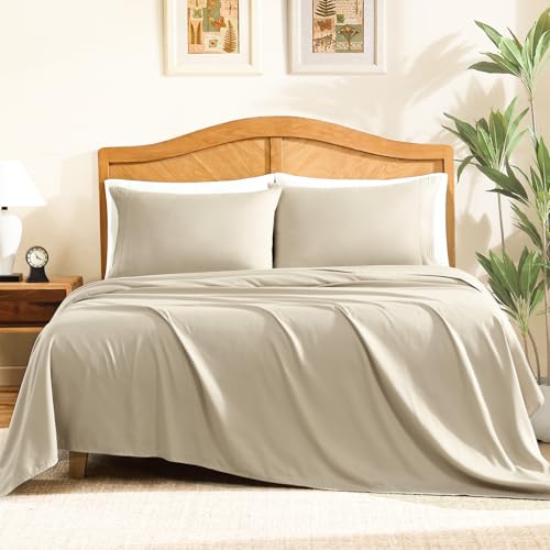 ClevaHome Sheet Set Twin Size,...ed Twin Sheets Set Sandy Beige