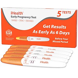 iHealth Early Detection Pregnancy Tests,Home Pregnancy hCG Test,5 Count $6.49