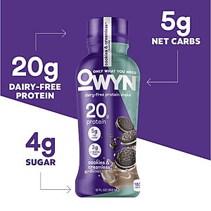 12-Count OWYN Protein Shake Variety Pack w/ 20g Protein (Dark Chocolate,Cold Brew Coffee & Cookies and Creamless) $27.29 ($2.27 Ea) w/ S&S + Free Shipping w/ Prime or on $35