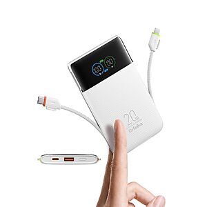 Orfeika 10000mAh Slim Portable Charger Power Bank w/ 20W PD Fast Charging & Built-In USB-C & Lightning Cables (White) $15.99 + Free Shipping w/ Prime or on $35