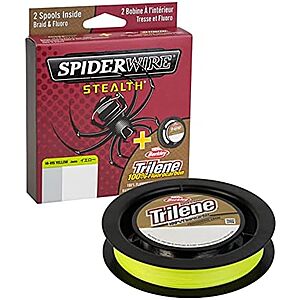 Spiderwire Stealth Dual Spool Braided Fishing Line w/ Berkley Vanish Fluorocarbon Leader (150-Yard,15-Pound Test,Hi-Vis Yellow/Clear) $8.48 + Free Shipping