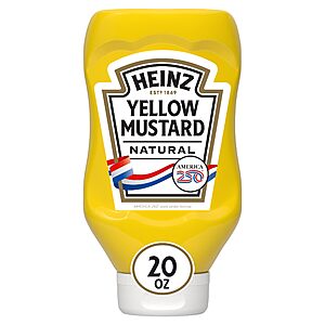 Heinz Yellow Mustard,20 oz Bottle after clipping 25% off coupon and S&S $1.6