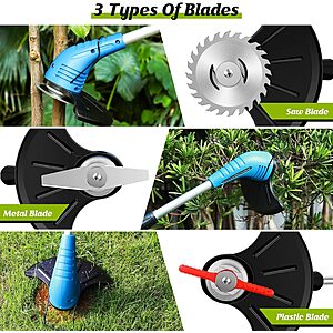 Lipoliftco Weed Wacker Cordless,12V Battery Powered Lawn Edger,Grass Cutter with 2X2000mah Rechargeable Batteries,3 Types of Blades $31.49