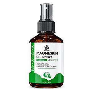 Magnesium Oil Spray for Feet & Body – Topical Magnesium Spray for Sleep,Fast Absorbing,Non-Greasy,with Aloe Vera & Chamomile,4 Oz $5.39 AC