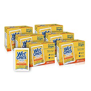 Select Accts:144-Ct Wet Ones Antibacterial Hand Wipes Singles (Tropical Splash) $11.80 w/ S&S